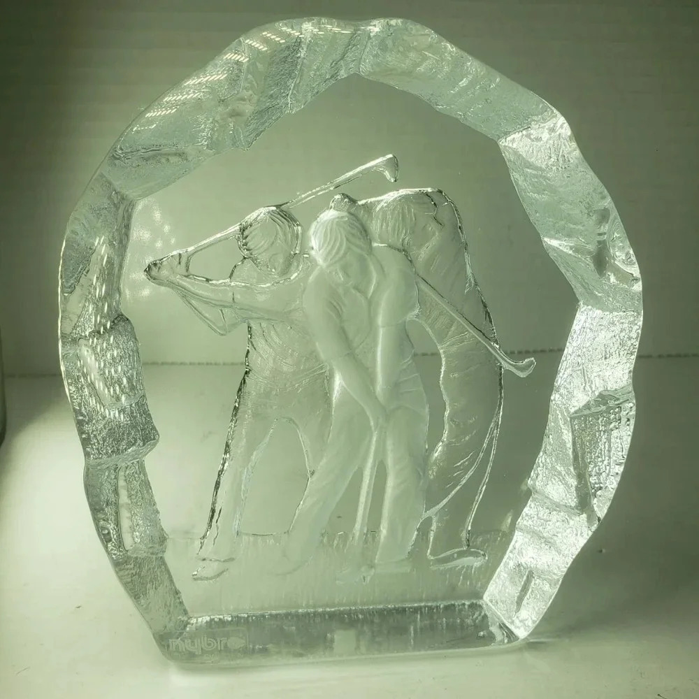 Vintage Nybro Sweden Cyrstal Golf Paperweight.